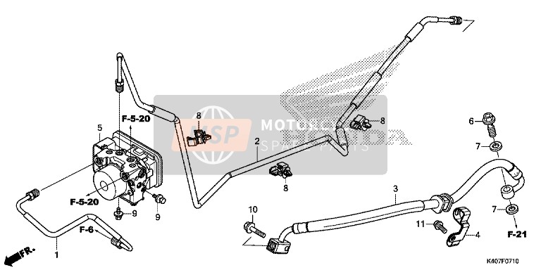 Honda NSS125AD 2015 Flexible de frein arrière/ Tuyau de frein (ABS) pour un 2015 Honda NSS125AD